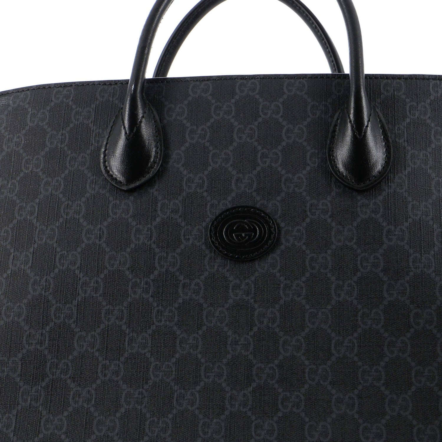 Gucci Vertical Structured Top Handle Open Tote Gg Coated Canvas Medium