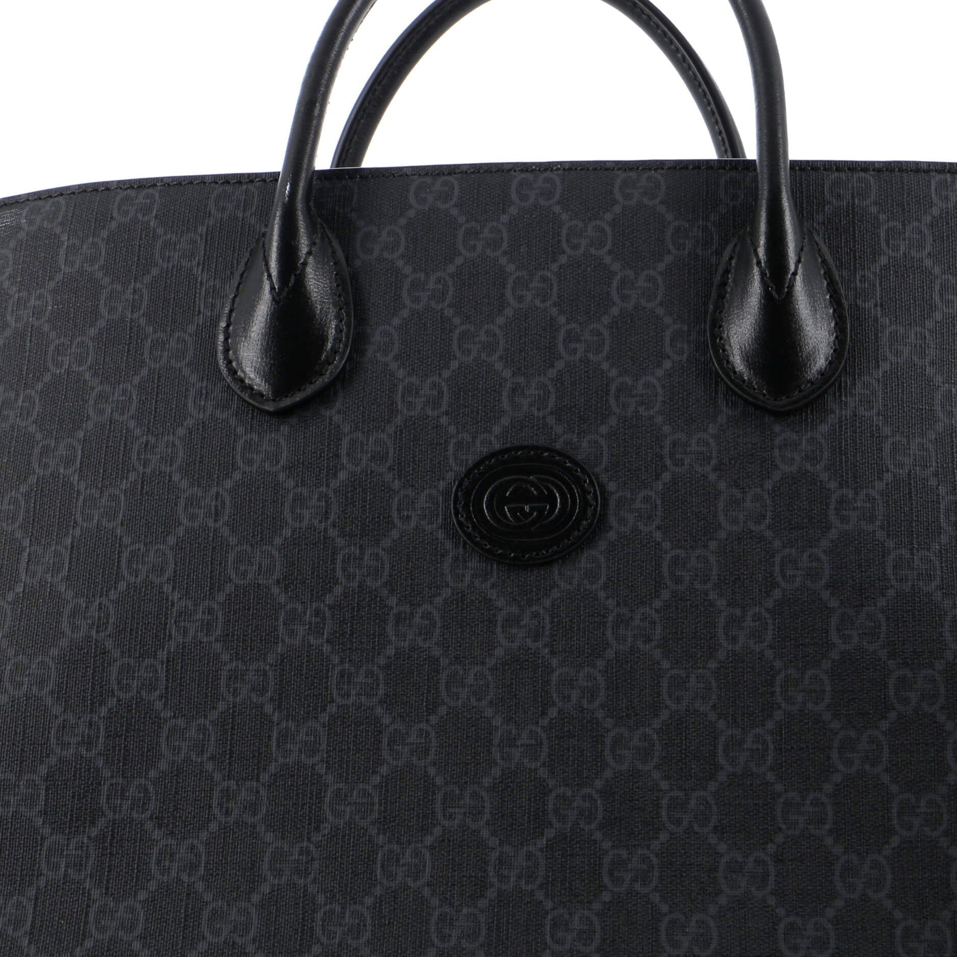 Gucci Vertical Structured Top Handle Open Tote Gg Coated Canvas Medium