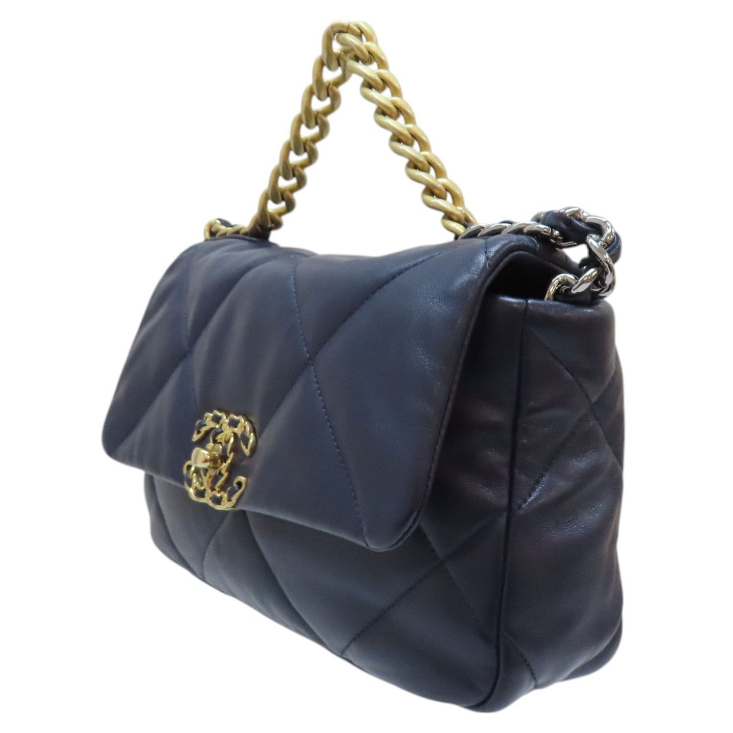 Chanel Matelasse 19 Chain Shoulder Bag Lambskin Blue As 1160