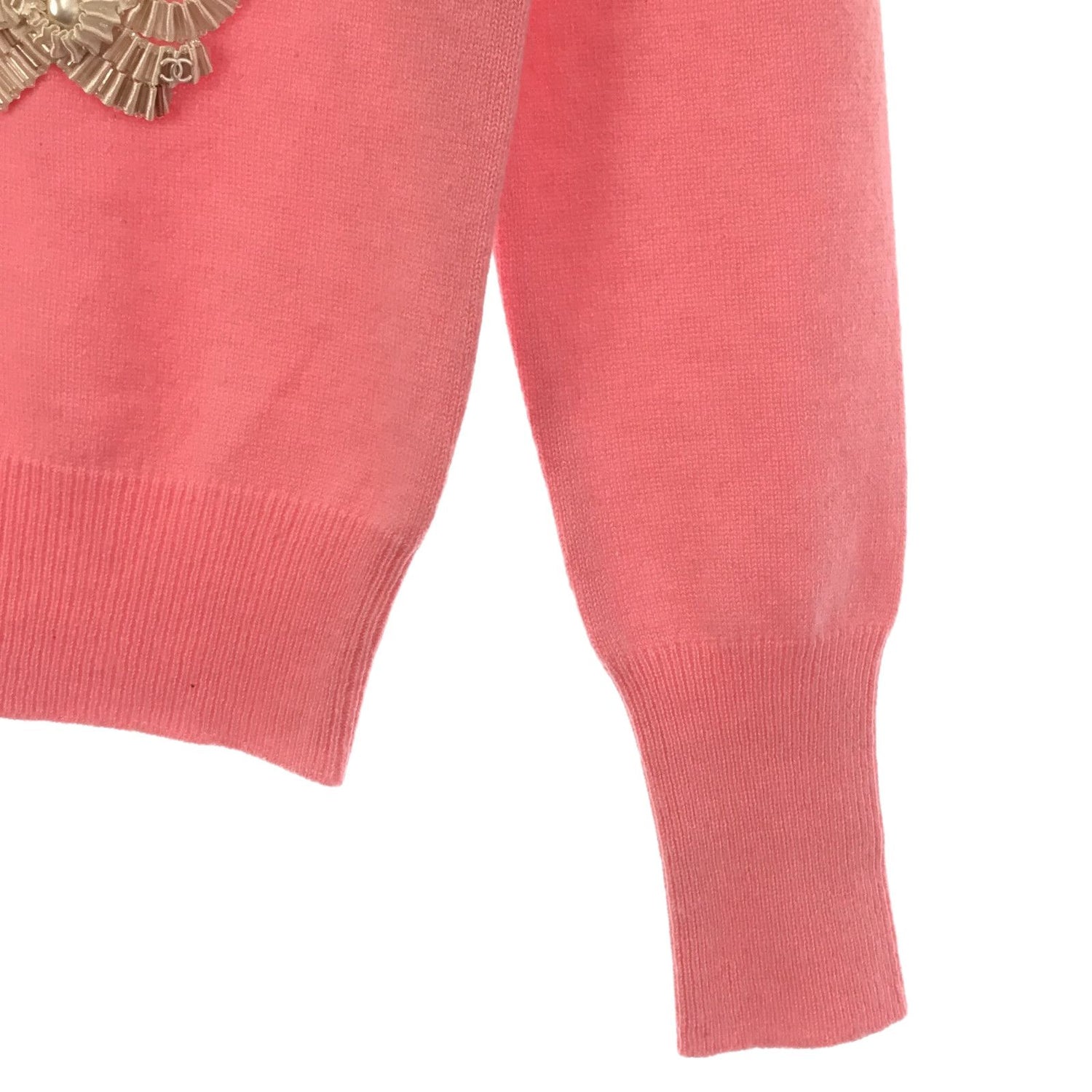 Chanel V-neck Sweater Knitwear P 40780k 02896 Cashmere Pink 