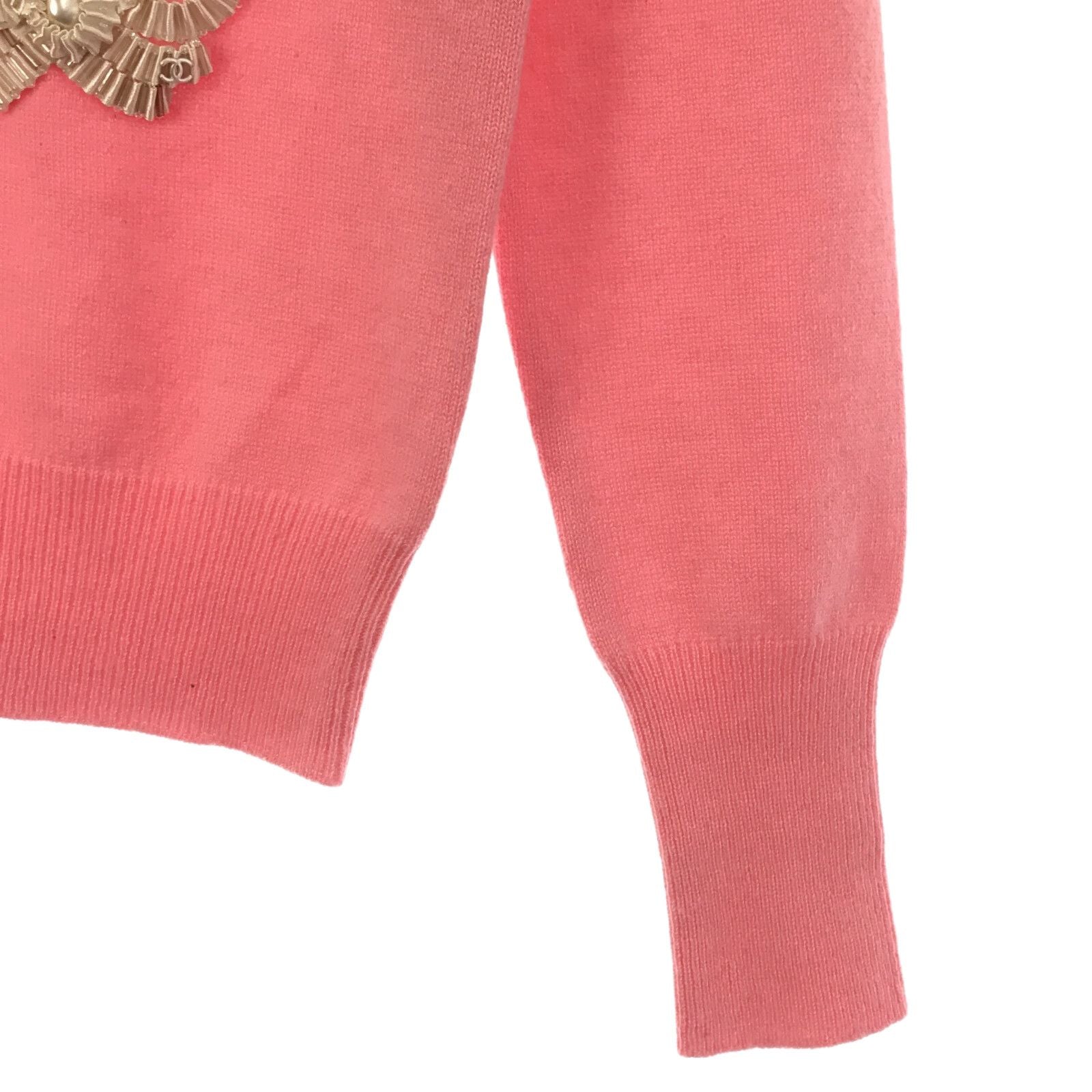 Chanel V-neck Sweater Knitwear P 40780k 02896 Cashmere Pink 