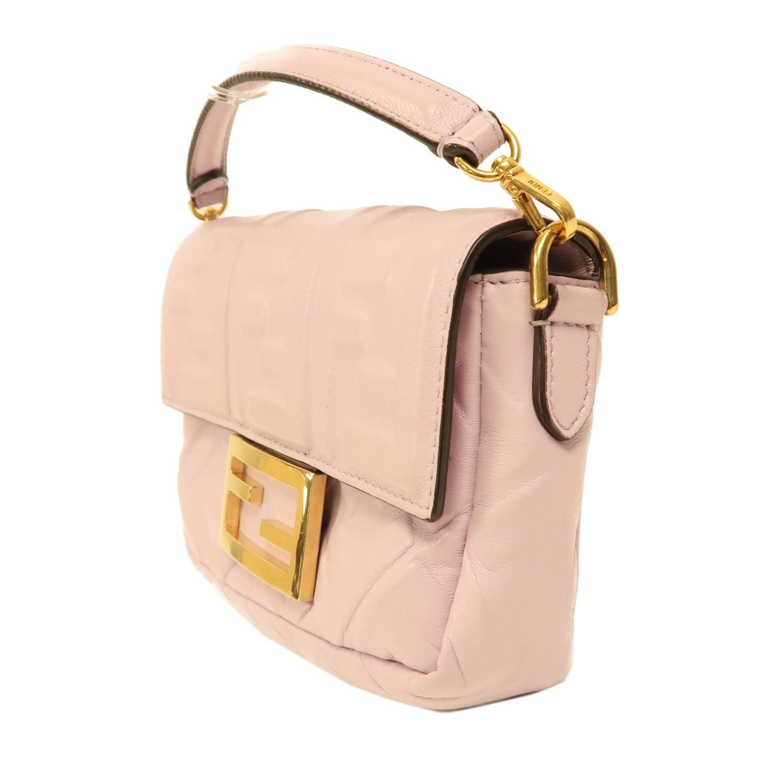 Fendi Sheepskin Leather Baguette Mini Golden Hand-turned Shoulder And Back Bag Purple 2way Shoulder Bag Purple Black La
