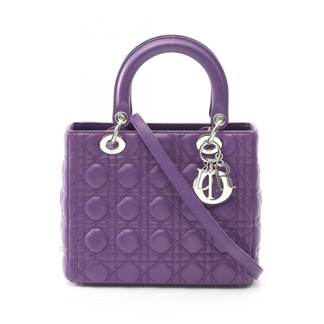 Dior Lady Dior Christian Dior Handbag Purple Leather Cal 44551