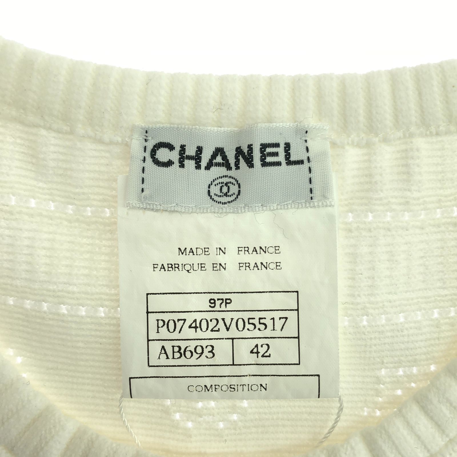 Chanel White Short Sleeve Knit Rayon P 07402v 0557