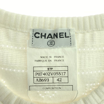 Chanel White Short Sleeve Knit Rayon P 07402v 0557