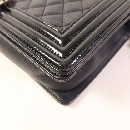 Chanel Black Cowhide Leather Crossbody Back Bag Calfskin (cowhide) Boy 28