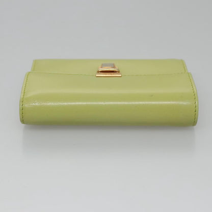 Prada Wallet Leather Green Gold Auth