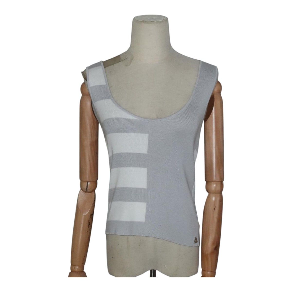 Chanel Tank Top Cotton 38 Gray Cc Auth