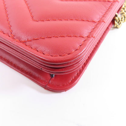 Gucci Cowhide Leather Gg Marmont Gold Bag Crimson Shoulder Bag Red Calfskin (cowhide) 488426