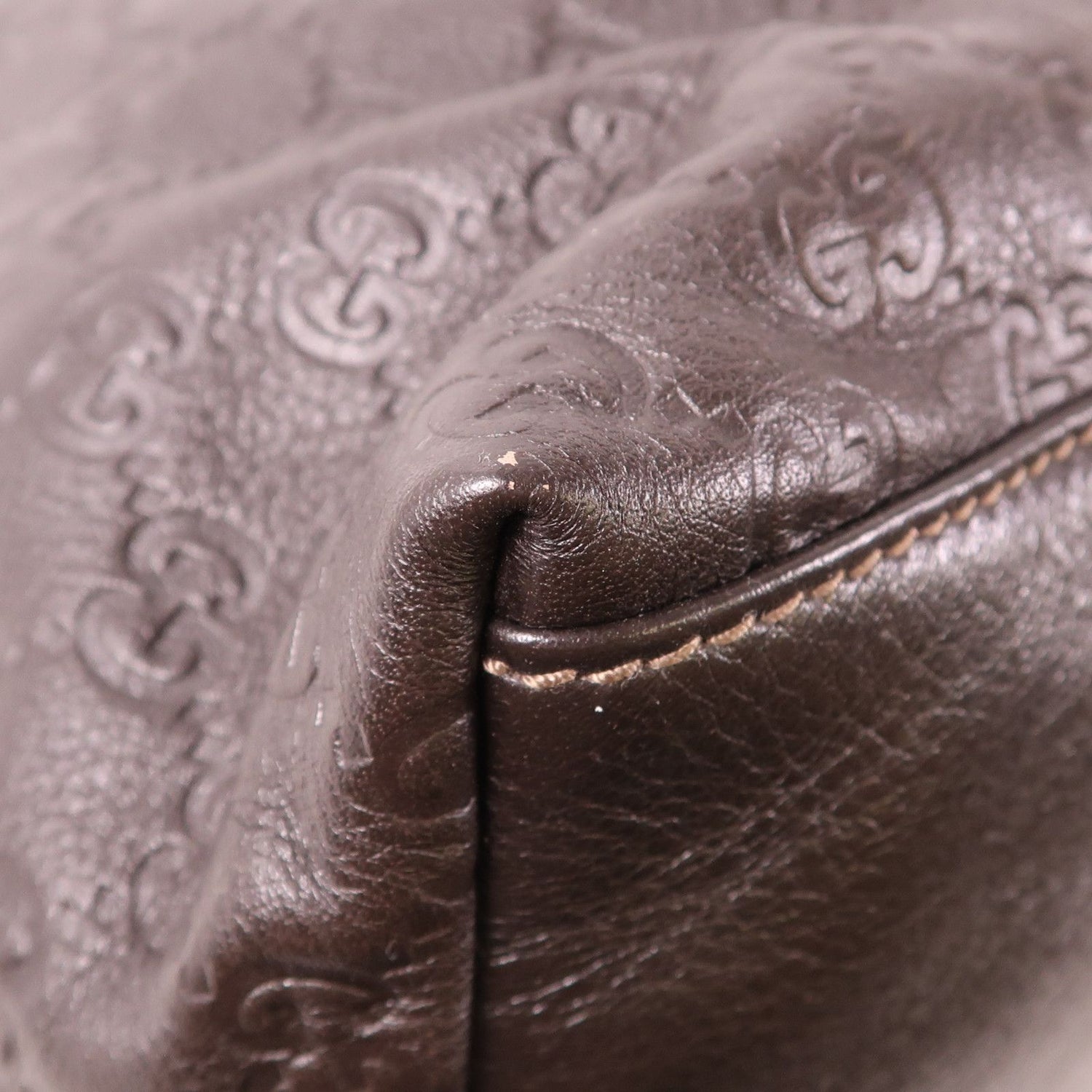 Gucci Cowhide Leather Tote Bag Brown Drak Brown Calfskin (cowhide) 201482