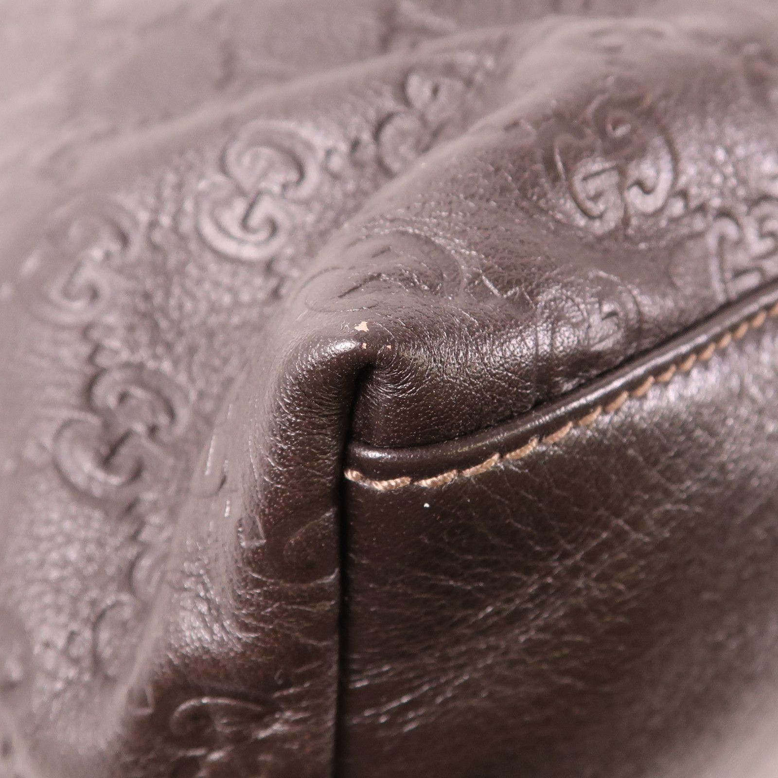 Gucci Cowhide Leather Tote Bag Brown Drak Brown Calfskin (cowhide) 201482