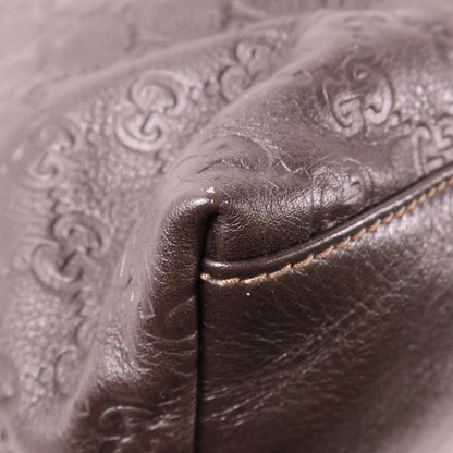 Gucci Cowhide Leather Tote Bag Brown Drak Brown Calfskin (cowhide) 201482