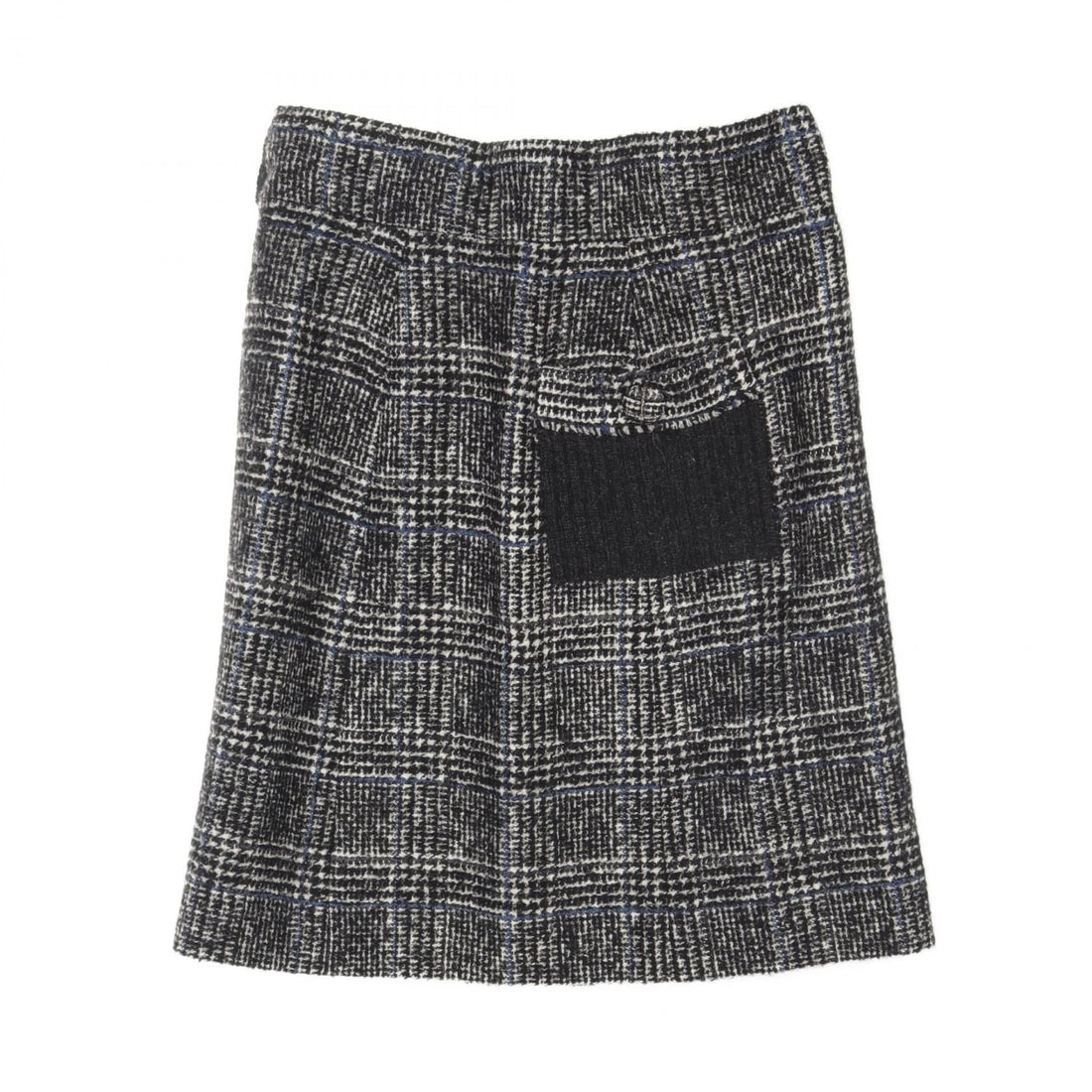 Chanel Black Blue Skirt Wool Nylon P 31855w 04014