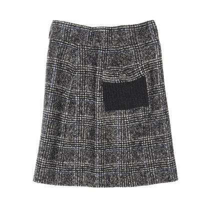 Chanel Black Blue Skirt Wool Nylon P 31855w 04014