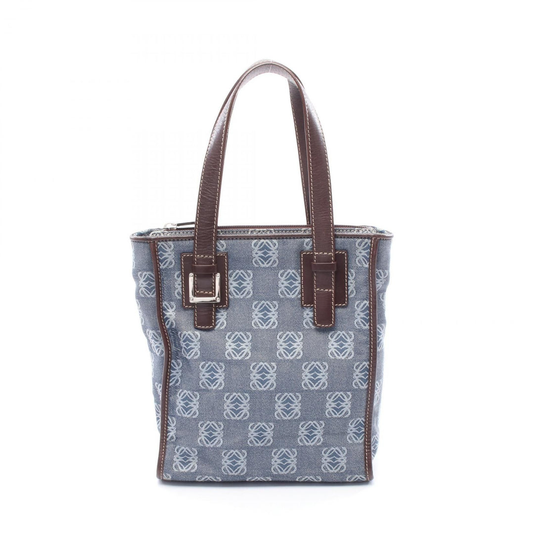 Loewe Anagram Handbag Navy Brown Denim Leather