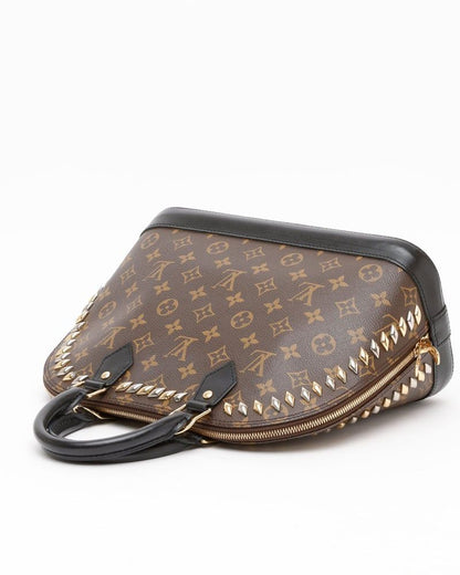 Louis Vuitton Monogram Macassar Studded Alma PM Bag