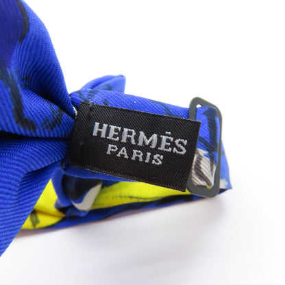 Hermes Silk Mini Ribbon Bow Blue Tie Blue Silk
