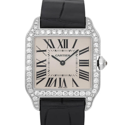Cartier Santos-dumont 18K White Gold Silver Dial Diamond Quartz Watch WH100251