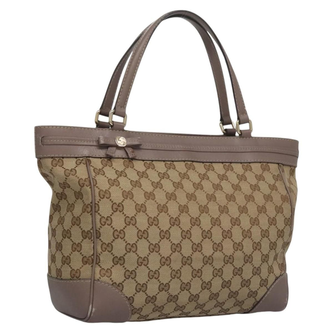 Gucci Gg Canvas Tote Bag Beige Gold 257061 Auth