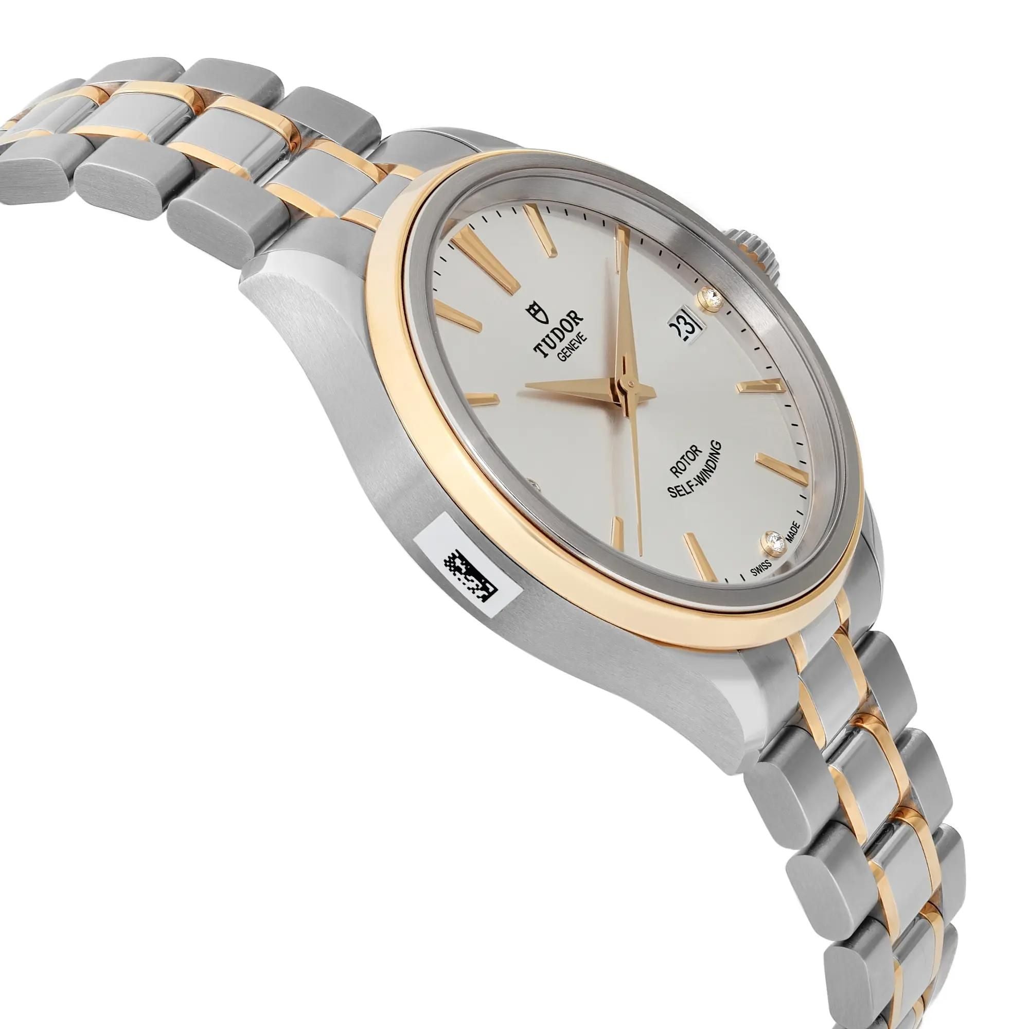Tudor Style 38mm Gold Steel Silver Diamond Dial Men Automatic Watch 12503-0005