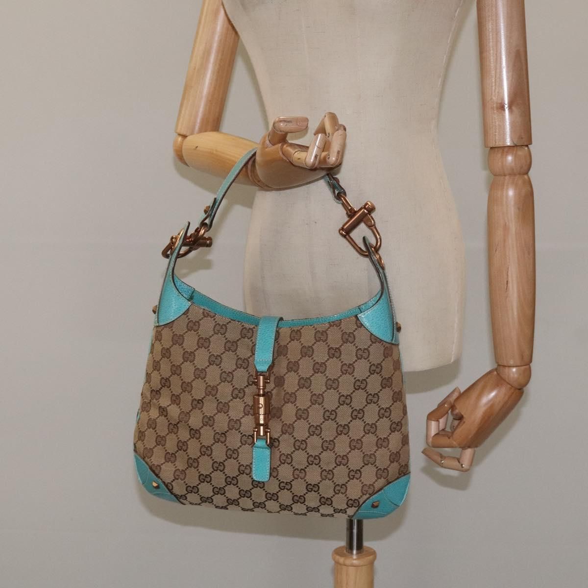Gucci Jackie Gg Canvas Shoulder Bag Beige 120888 Auth