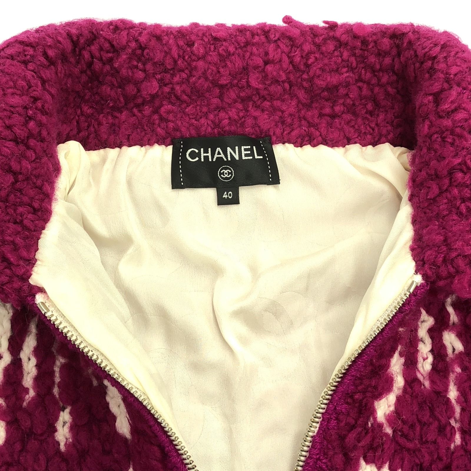 Chanel Pink Knit Blouson Blouson Wool P 62173k 47609