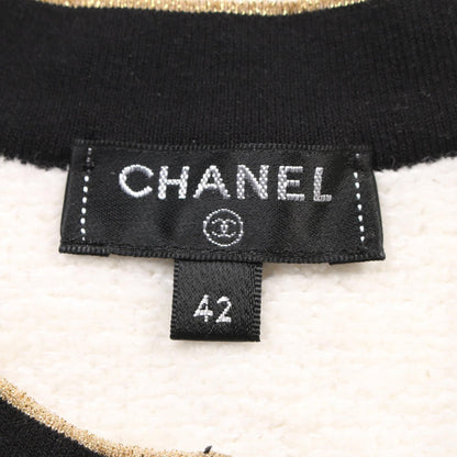 Chanel White Black Coco Mark Button Pile Dress Cotton P 60463k 46062