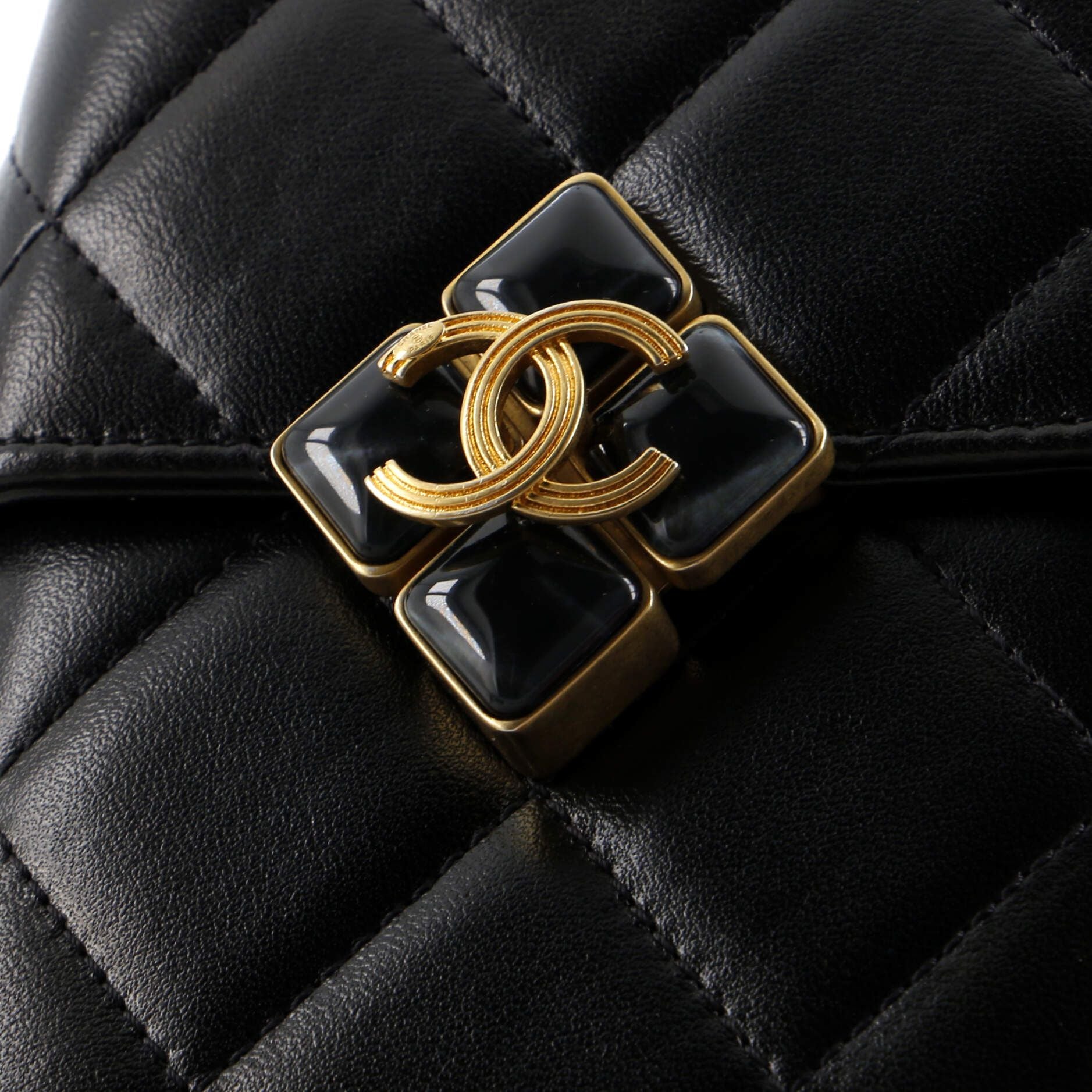 Chanel Diamond Lock Cc Phone Holder Crossbody Bag Quilted Lambskin Mini