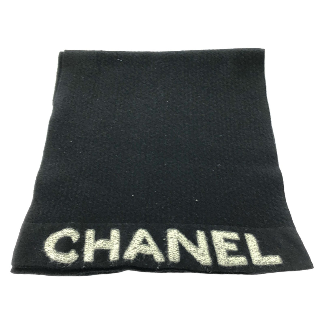 Chanel Black Logo Scarf Scarf Wool