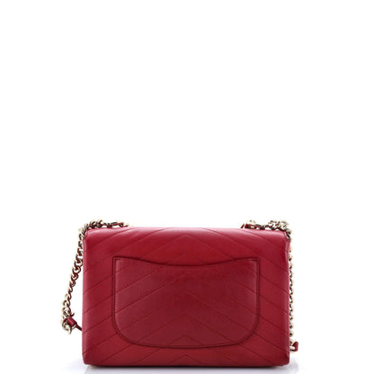 Chanel Coco Chevron Flap Bag Stitched Calfskin Small