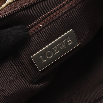 Loewe Anagram Shoulder Bag White Brown Canvas