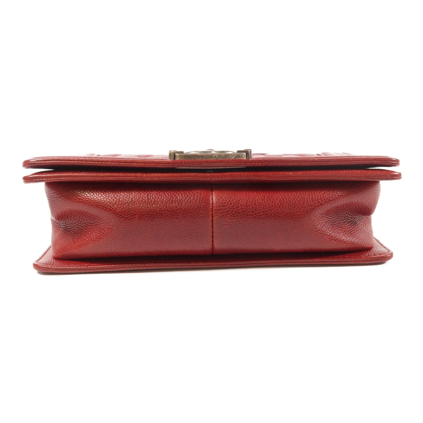 Chanel Red Cowhide Leather Boy 25 Silver Cross Shoulder Back Bag Calfskin (cowhide)