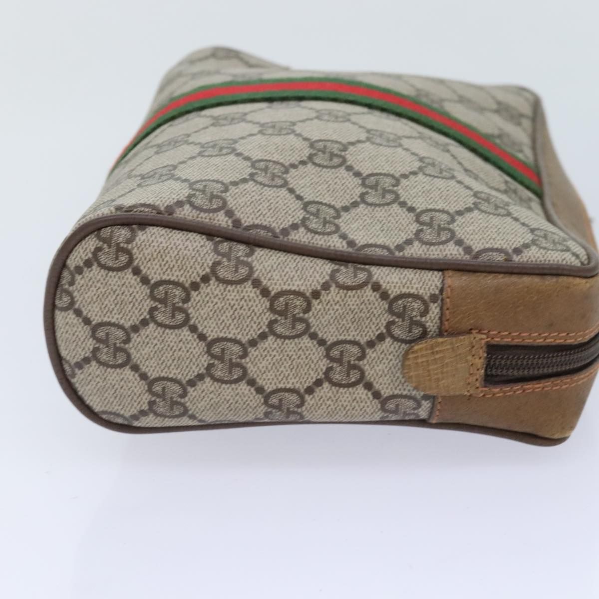 Gucci Gg Supreme Web Sherry Line Clutch Bag Pvc Beige Red 89 01 012 Auth