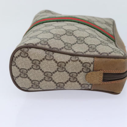 Gucci Gg Supreme Web Sherry Line Clutch Bag Pvc Beige Red 89 01 012 Auth
