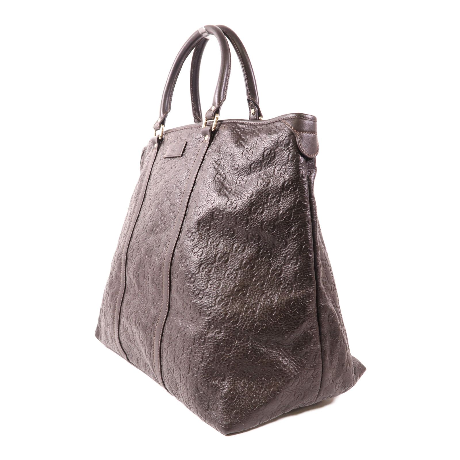 Gucci Cowhide Leather Tote Bag Brown Drak Brown Calfskin (cowhide) 201482