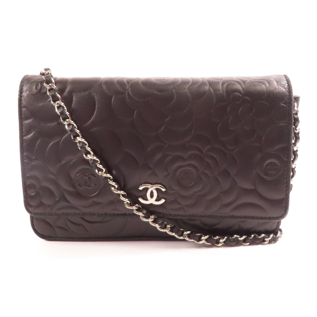 Chanel Lambskin Camellia Embossed Wallet on Chain WOC