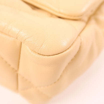 Chanel Beige Sheepskin Leather 19 Hand-turned Shoulder And Back Bag 2way Shoulder Bag Lambskin (sheep Leath