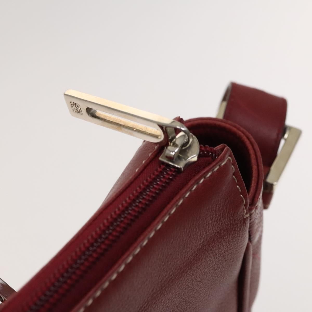 Loewe Anagram Hand Bag Leather 2way Red Silver Auth