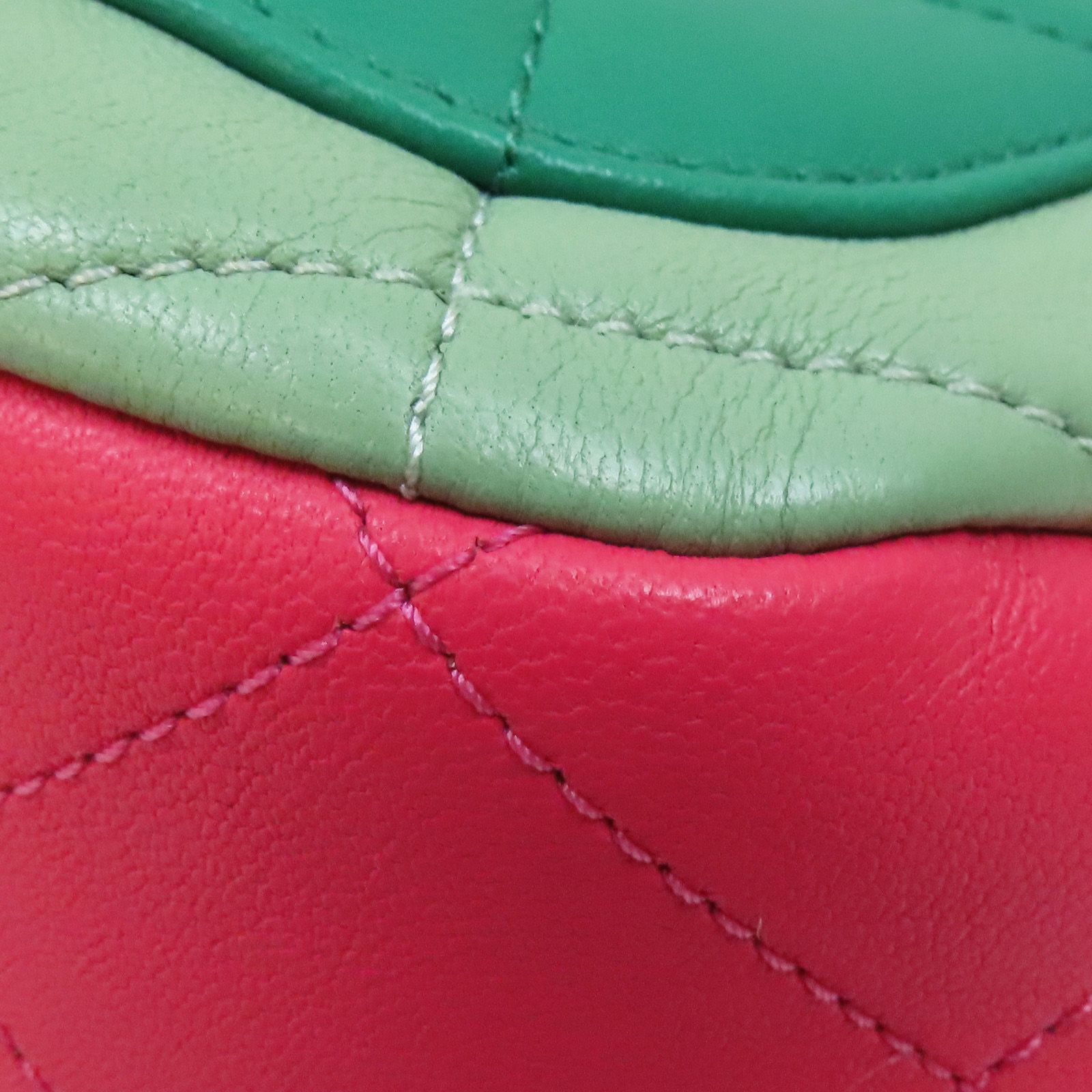 Chanel Tri-color Mini Flap Shoulder Bag Green Pink Multicolor Calfskin