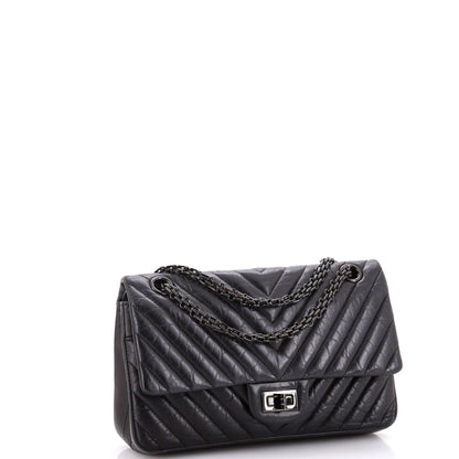 Chanel So Black Reissue 2.55 Flap Bag Chevron Aged Calfskin 225