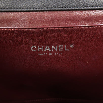 Chanel Black Cowhide Leather Clutch With Chain Silver Cross Shoulder Back Bag Calfskin (cowhide)