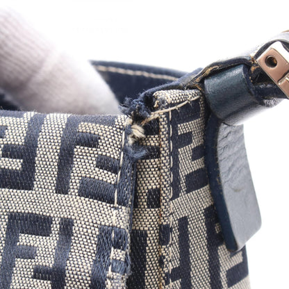 Fendi Zucchino Handbag Navy Gray Canvas 16464