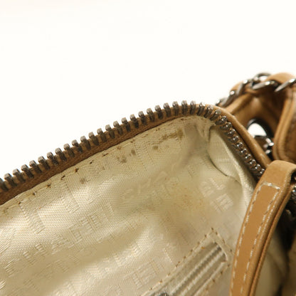 Chanel Brown Beige Lacquered Leather Bag Lambskin