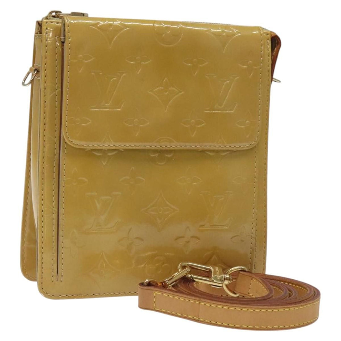 Louis Vuitton Vernis Motto Accessory Pouch Beige M 91136 Lv Auth