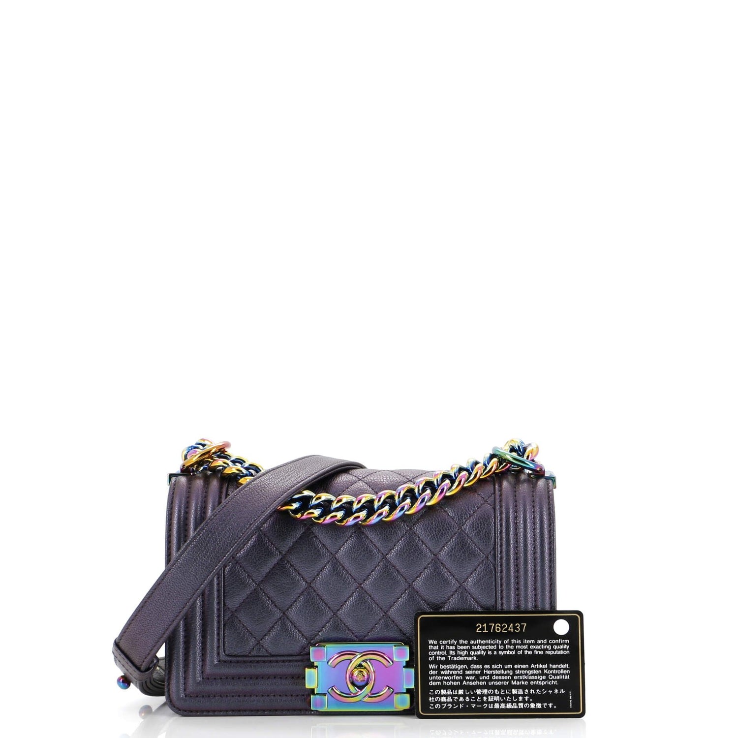 Chanel Boy Flap Bag Quilted Iridescent Goatskin Small
