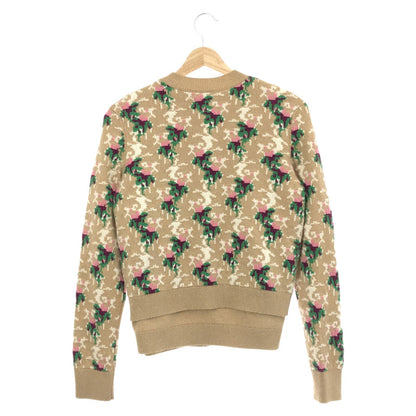 Chanel Floral Knit Cardigan Set Ensemble Brown Cashmere 36
