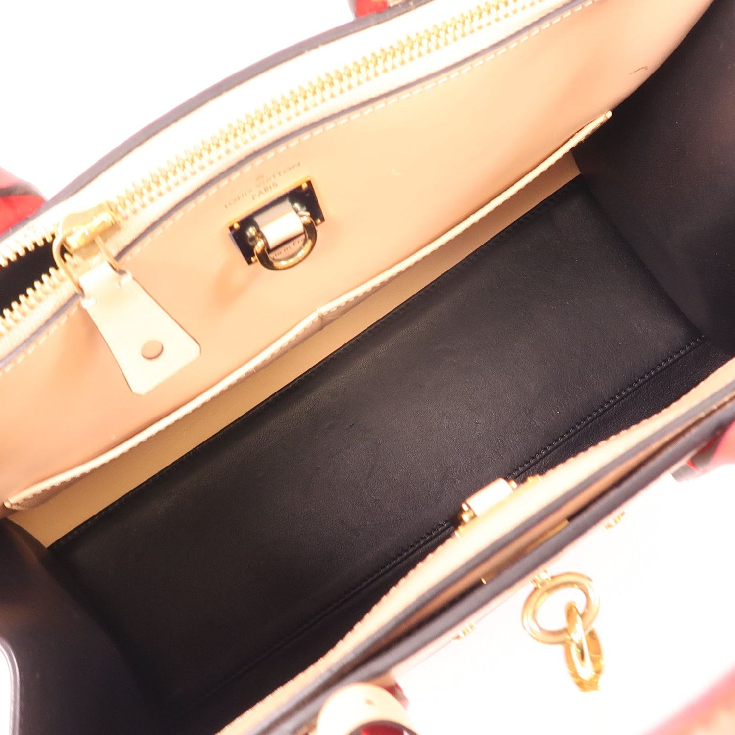 Louis Vuitton Cowhide Leather City Steamer Mm Hand-turn Shoulder Bag Black Beige Red 2way Shoulder Bag M 42190