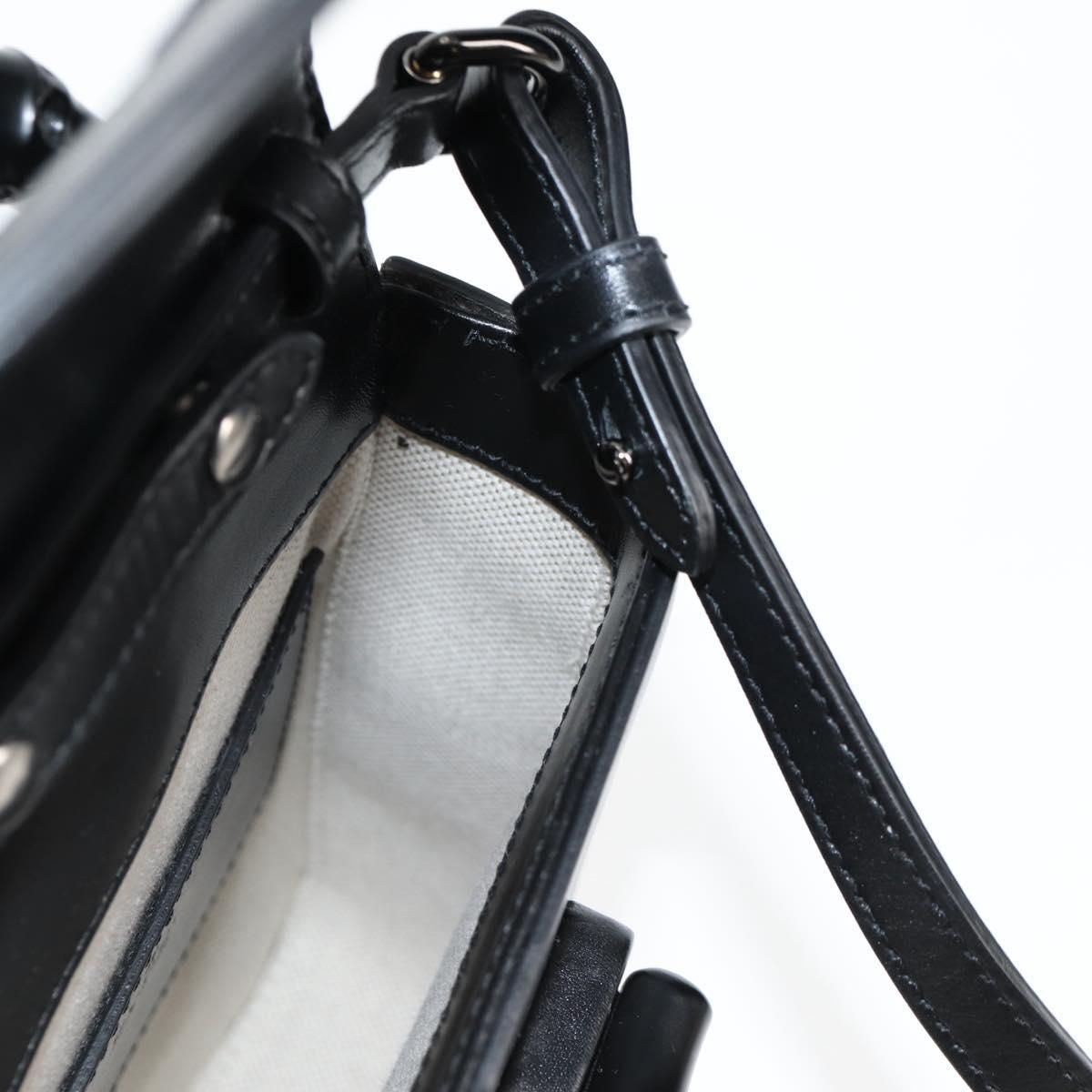 Gucci Calfskin Mini Bamboo Top Handle 3 Way Shoulder Bag Black