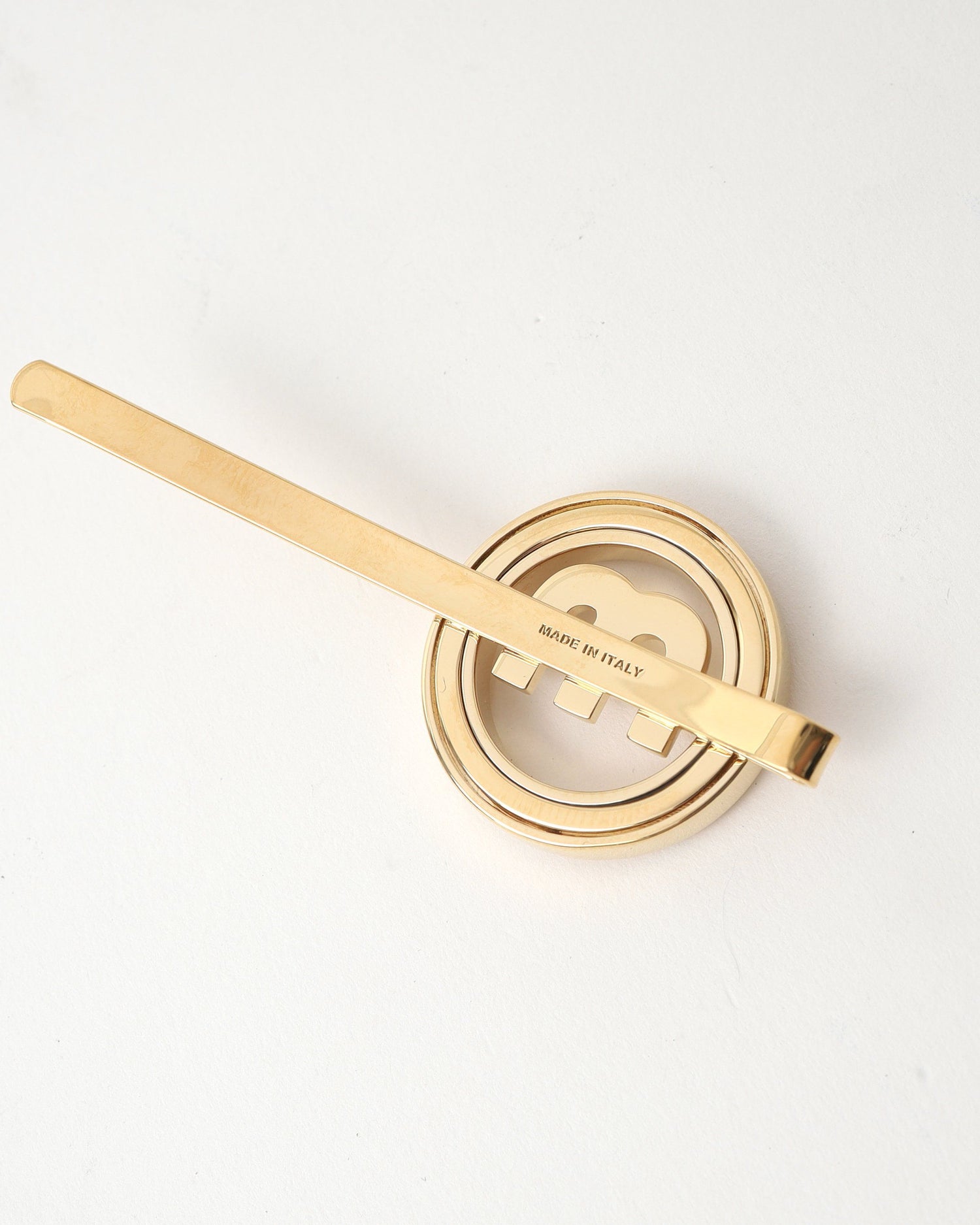 Miu Miu Logo Rhinestone Gold Hairpin