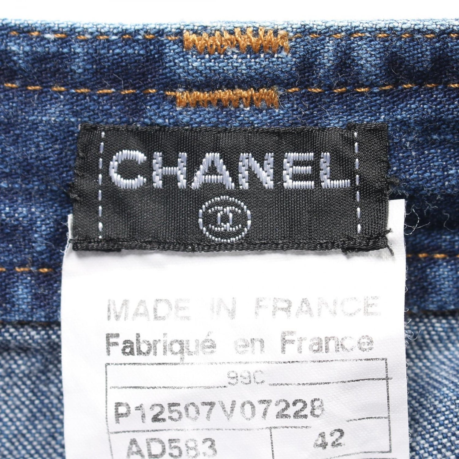 Chanel Blue Coco Mark Button Denim Pants Cotton P 12507v 07228